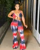 LS6346 European and American women's Jumpsuits sexy backless skinny bandage printed bodysuits