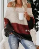 Kobiety swetry dla kobiet jesienne zimowe splicing sweter pullover ol dojeżdżający kolor luźne kobiety
