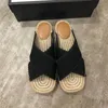 Designers womens flat slippers hemp rope woven sole soft sweat absorbing luxury beautiful 35-42 2021 latest