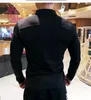 Blue Quick Dry Running Shirt Long Sleeve Compression Shirts Gym T-shirt Fitness Sport Cycling zipper Men Rashgard