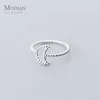 Sweet Cute Simple Moon Finger Ring for Women Girl Fashion 925 Sterling Silver Slim Korea Style Party Fine Jewelry 210707