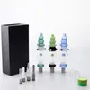 Partihandel NC -satser Färgglada Nector Collectors Kit Hookah Ceamic Quartz Nail Titanium Nails Plastic Keck Clip 510 Tråd med Box Pack Wax Containers Collector