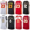 Tryckt basket Lou Williams Jersey 23 Trae Young 11 Deandre Hunter 12 John Collins Danilo Gallinari Storlek S till XXXL