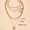 Hänghalsband 5 st/set Bohemian Vintage Gold Necklace Set Fashion Multilayer Dragon Butterfly Crystal Letter For Women smycken gåvor