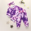 Bébé Tie Dye Vêtements Ensemble Multi Couleurs Arc Automne Hiver Arc Bandeau À Manches Longues Pantalon Trois Pièces De Mode Bébés Vêtements Costume 25dh L2