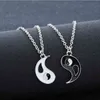 2Pcs/set Couple Necklaces Chinese Tai Chi Charm Stitching Pendant Chain Necklace Jewelry Brother Friend Lovers Gift G1206