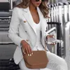 Elegante moda donna nera Blazer Business Casual Slim Cardigan Capispalla Office Ladies Suit Top Solid Fall Jacket Coats 5xl 211122