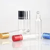 10ml 10cc Transparent Verre Roll On Parfum Bouteille Vide Récipient D'huile Essentielle Avec Roller Ball