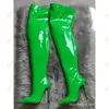 Rontic Fashion Women Winter Shiny Over Knee Boots Stiletto Heels Pekade Toe Green Purple Fuchsia Night Club Shoes US storlek 5-15