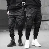 Men's Pants Ribbons Harem Joggers Men Cargo Streetwear Youth Hip Hop Casual Pockets Track Male Harajuku Fashion Trousers