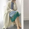 Woolen Coat Vinter Kvinnor Höst Cardigan Jackor Mohair Loose Casual Oversized Long Korean Mink Cashmere Tjocken 2021 B432 Kvinnors Ullbl