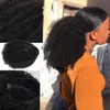 Клип в Real Remy Extension человеческих волос AFRO Kinky Кудрявая черт возьми, хвост 4B 4C 100% натуральный черный цвет Pairekeext 140G