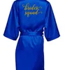 Satin Silk Robes Plus Size Wedding Bathrobe Bride Bridesmaid Mother Maid of Honor Gown Women Clothing Sleepwear Royal blue