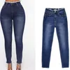 High Waisted Skinny Denim Jeans för Kvinnor Ankellängd Ladies Bomull Blå Penna Byxor Streetwear Spring Women's Clothing 210625