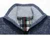 2020 automne hiver nouveaux hommes pull à fermeture éclair pulls col montant Slim Fit épais chandails mâle couleur unie tricoté pull 3XL Y0907
