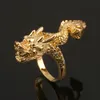Anello da uomo con testa di drago, colore oro, ottone, animale, festa africana, anello nuziale, gioielli, regali