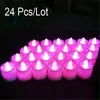 Flameless Candles Realistic LED Multi-color Battery Operated Tea Lights Flash Steady Electric Fake Candle Romantic Birthday Wedding Christmas Decoration TR0027