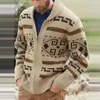 Männer Pullover 2021 Herbst Winter Mode Gestrickte Pullover Vintage Muster Drucken Zipper Strickjacke Männer Casual Langarm Mäntel