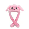 Vrouwen Jong geitje Cute Cartoon Led Licht Konijn Hoed Beanie Pluche Oren Moving Bunny Hoeden Earflappen Oor Movable Cap Volwassen Kinderen Kerstmis Winter Warm Caps Gift HY0216