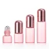 Rose Gold Roller Bottles Glass Essential Oil Bottle Travel Portable Tomkosmetisk flaska 1 ml/2 ml/3 ml/5 ml