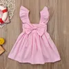 Pudcoco Fast Shipping 0-3years新生児の赤ちゃん女の子の女の子の夏の王女弓ドレスパーティーカジュアルな服服服のドレスQ0716