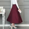 Hodisytian Ins Mode Frauen Röcke A-Linie Lange Maxi Casual Solide Hohe Elastische Taille Vintage Femme Stilvolle Saia Plus Größe 210708