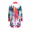 Autumn Long Shirt Flower Print Blouse Plus Size Beach Blouses Women Casual Ruffles Sleeve Dames Shirts Blouses S-3XL 210326