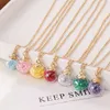 Korean Summer Five-pointed Star Sequin Glass Ball Pendant Necklace Cute Sweet Princess Gold Chain Chokers Fashion Jewelry Gift