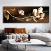 Noir doré Rose fleur papillon abstrait mur Art toile peinture affiche impression Horizonta photo pour salon chambre Decor2294