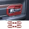 Red Carbon Fiber Inner Door Bowl Handle Cover Trim For Dodge RAM 1500 11-17