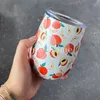 12oz Wine Tumbler med tätningslock Rostfritt stålglasögon Kaffe Stål Ölmugg Vakuum Thermos Julklapp