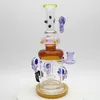 Glass Bong Bee Waterpipe Hookah Recycler Oil Rigs with Unique Percolator 10in height 14mm Bowl