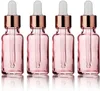 Bottiglia di contagocce di vetro rosa per oli essenziali Occhiali vuoti Eye Droppers Eye Droppers Bottle Holder Rose-Golden Caps Profumo Vial Vial Container