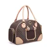 Luxury Fashion Dog Carrier Pu Leather Puppy Handbag Purse Cat Tote Bag Pet Valise Travel vandring shopping brun stor M2880332