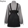 Neploe Two Piece Set Women Pockets Sling Mini Dress Loose Casual Sweatshirts Korean Chic Suit Ropa Mujer 2 Piece Outfits Woman 210422