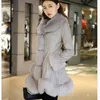 Manteau de fourrure d'hiver Plus Taille 6XL Femmes Pu Cuir Faux Longue Veste Lady Casual Synthétique Collier de Renard Pardessus 210423