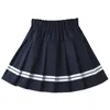 가을 여자 블루 블랙 스커트 면화 일본어 줄무늬 치마 소녀 학교 유니폼 나이 4 16 세 프레피 십대 아이의 옷 23445221
