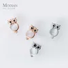 Opale blanche mignon hibou clous d'oreille pour les femmes cadeau 925 argent Sterling couleur or Rose boucle d'oreille bijoux de mode 210707