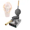 Commercial Electric Egg Bubble Waffle Maker Machine Wood Handle Stainless Steel Body Non-Stick Kitchen