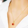 Shiny Zircon Inlaid Romantic Heart Pendant Chain 18k Yellow Gold Filled Charm Women Girl Pretty Gift