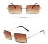 Commercio all'ingrosso di marca rettangolo signore occhiali da sole donne 2021 occhiali da sole quadrati senza montatura per le signore Zonnebril Dames Vrouwen Bril 17 colori