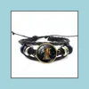 Charm-Armbänder, Schmuck, modisches Armband mit zwei Sternbildern, handgewebt, verstellbar, Glas-Cabochon, Zeit-Edelstein, Sternzeichen, Armreif, Manschetten-Tropfen-Deli