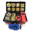 Tomy Beyblades Set 8 / 12pcs Gold Beyblades Burst med 4 st Launchers 1 st Handle och Bayblade Förvaring Box Gyro Disc Metal Toy X0528