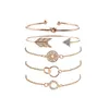 Buteeluvv strass cerchio croce annodato polsino braccialetti per le donne elegante geometrica freccia braccialetto di fascino set di gioielli Q0719