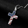 Pendant Necklaces Cross Men's American Flag Necklace Chain On The Neck Stainless Steel Hip Hop Punk Black Gifts For Man