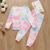 Jongens Tie Dye Kleding Sets Kinderen Pocket Hoodies Lange Mouw Hooded Tops Baby Meisjes Kleurrijke Kleding Kinderen Hooeded Sweater Toddler Outfits M3401