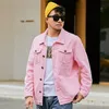 Men's Jackets Pink Denim Jacket Men Autumn Casual Loose Oversized Classic Vintage Simple Streetwear Jeans Coat Women Plus Size 7xl 8xl