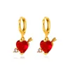 Crystal Arrow Pierced Heart Earring Charm Copper Lovers Gift Gold Ear Buckle European Valentine's Day Party Dress Earrings Jewelry Accessories