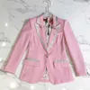 High Street Est Fashion Designer Blazer Women's Långärmad Floral Foder Rose Knappar Rosa Ytter Jacka 211019