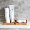 Natural Wooden Soap Dishes Holder Bamboo Soap Dish Tray Plate Box Case Bathroom Shower Tray Sink Deck Bathtub Storage Self Draining Sponge Holders Rack